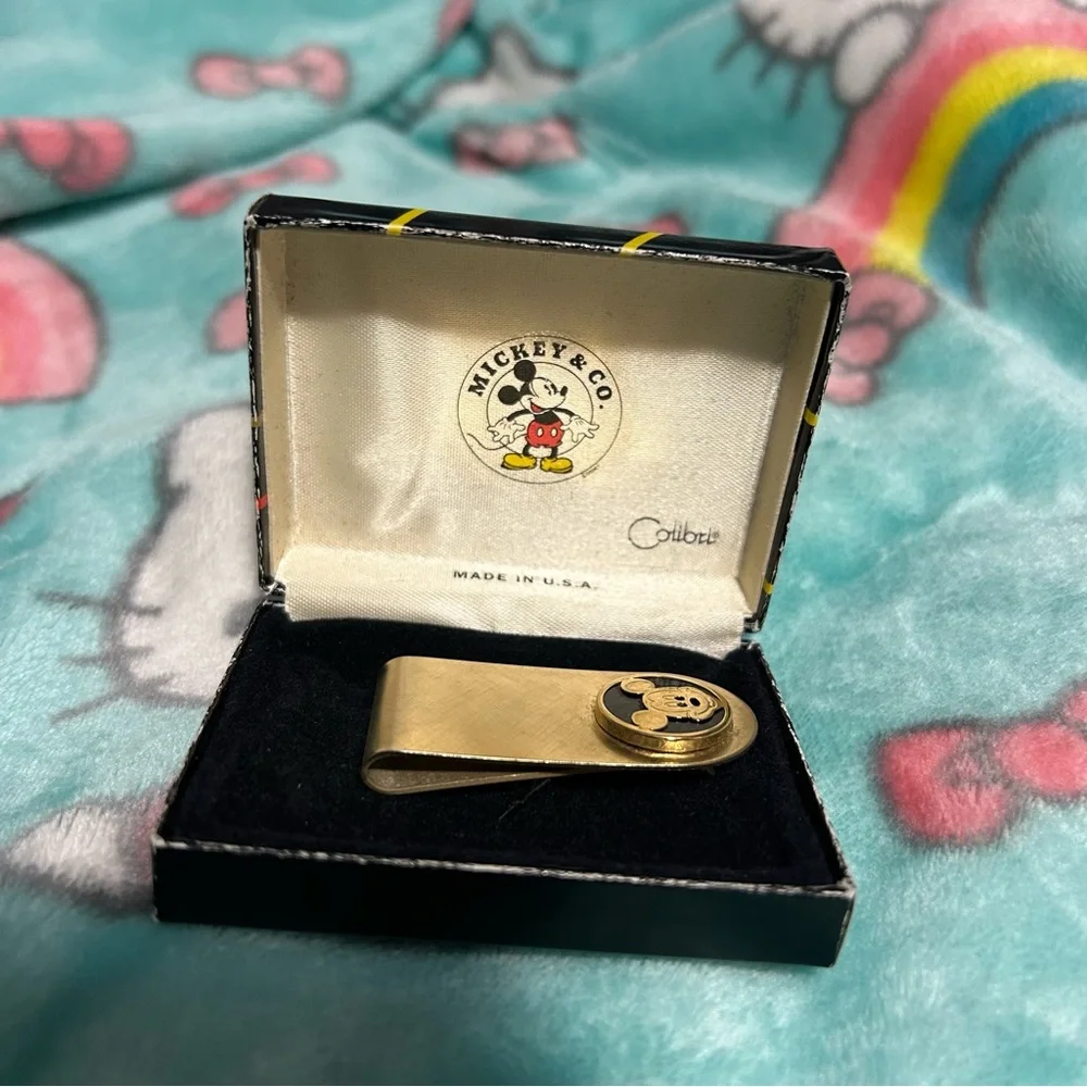 Vintage Mickey Mouse money clip by‎ DISNEY COLIBRI gold black Mickey & co